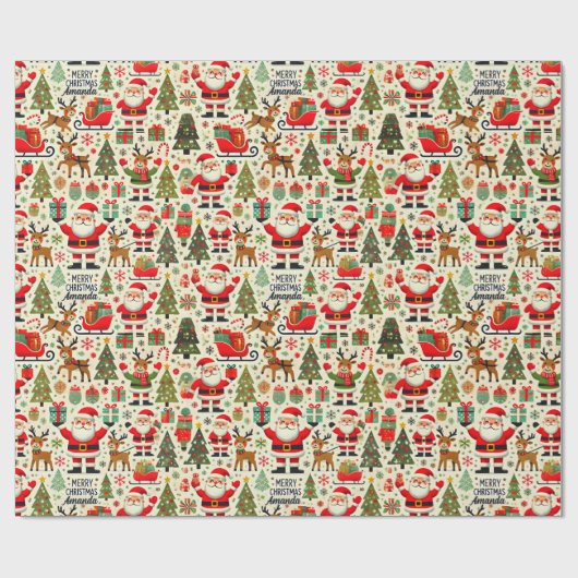 Papier Cadeau Personnaliser le Père Noël Rudolph Red Nose Reinde (Plat)