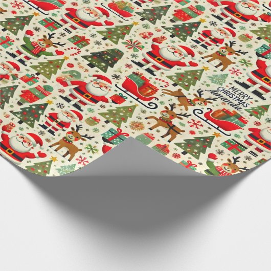 Papier Cadeau Personnaliser le Père Noël Rudolph Red Nose Reinde (Coin)