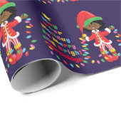 Papier Cadeau Personnaliser l'elfe afro-américain (Coin rond)