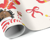 Papier Cadeau Personnaliser l'elfe de Noël afro-américain (Coin rond)