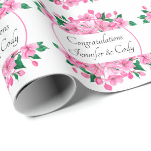 Papier Cadeau Personnaliser les noms Cherry Blossoms Mariage Cad