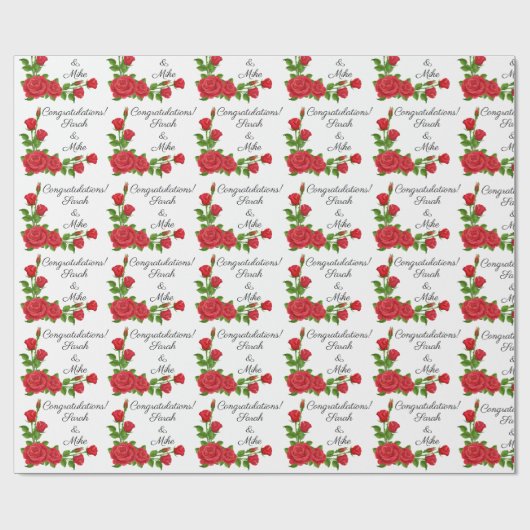 Papier Cadeau Personnaliser les roses rouges Mariages Personnali (Plat)
