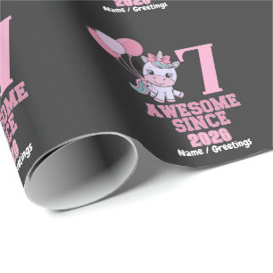 Papier Cadeau Personnaliser Licorne Magique Anniversaire Fille 7
