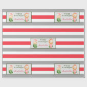 Papier Cadeau Personnaliser Lion et Chat Texte et nom (Plat)