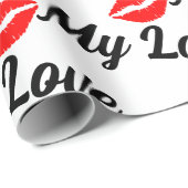 Papier Cadeau personnaliser mon amour et les baisers (Coin rond)