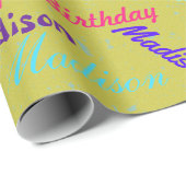 Papier Cadeau Personnaliser Nom Coloré Anniversaire Cadeau de fê (Coin rond)