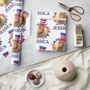 Papier Cadeau Personnaliser Nom Et Photo American USA Motif
