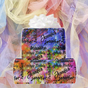 Papier Cadeau Personnaliser Nom Joyeux Anniversaire Couleur Spla