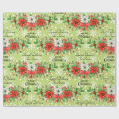 Papier Cadeau Personnaliser Nom Noël Poinsettia Snowflakes (Plat)