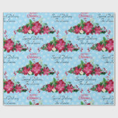 Papier Cadeau Personnaliser Nom Poinsettia Snowflakes Noël W (Plat)
