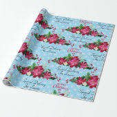 Papier Cadeau Personnaliser Nom Poinsettia Snowflakes Noël W (Déroulé)