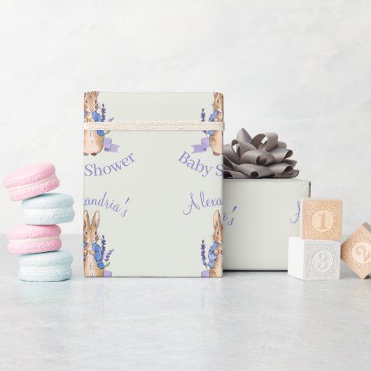 Papier Cadeau Personnaliser Pierre le lapin Douche bébé (Baby Shower)