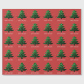 Papier Cadeau Personnaliser Sparkly sapin vert étincelant rouge (Plat)