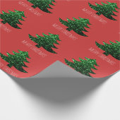 Papier Cadeau Personnaliser Sparkly sapin vert étincelant rouge (Coin)