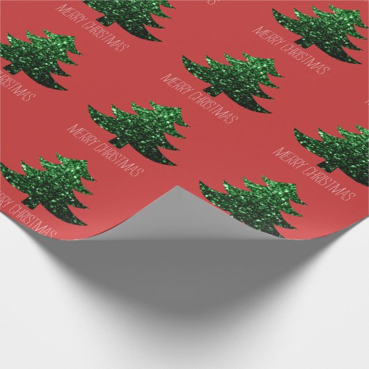Papier Cadeau Personnaliser Sparkly sapin vert étincelant rouge (Coin)