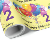 Papier Cadeau Personnalisez Joyeux Anniversaire Nom et âge de l' (Coin rond)