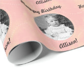 Papier Cadeau Personnalisez-le rose (Coin rond)