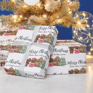 Papier Cadeau Personnes en pain d'épice Joyeux Noël Nom personna