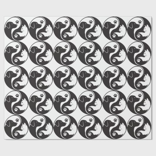 Papier Cadeau Pet Harmony Yin Yang Pattern Wrapping Paper - Cat  (Plat)