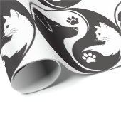 Papier Cadeau Pet Harmony Yin Yang Pattern Wrapping Paper - Cat  (Coin rond)