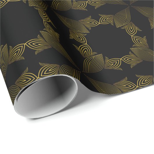 Papier Cadeau pétale de fleur d'or (Coin rond)