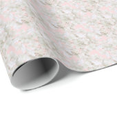Papier Cadeau Pétales Blanches À Fleur D'Hydrangée Sur Rose (Coin rond)