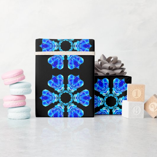 Papier Cadeau Pétales bleues (Baby Shower)