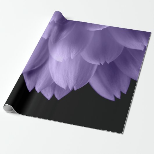 Papier Cadeau Pétales de fleurs violettes Ultra violet noir (Déroulé)
