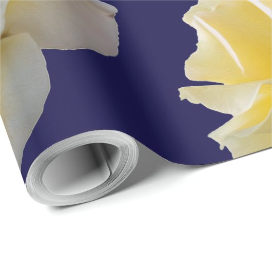 Papier Cadeau Pétales de rose jaune (Coin rond)