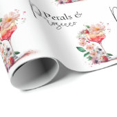 Papier Cadeau Pétales et Prosecco Floral Brunch pour la Mariée (Coin rond)