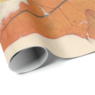 Papier Cadeau Pétales Kraft Naturels Bronze Autumn Leaf Orange