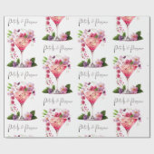 Papier Cadeau Pétales & Prosecco Rose Floral Fête de Mariage  (Plat)