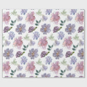 Papier Cadeau Pétales roses violets fond blanc (Plat)