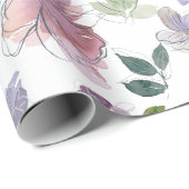 Papier Cadeau Pétales violets roses Arrière - plan blanc (Coin rond)