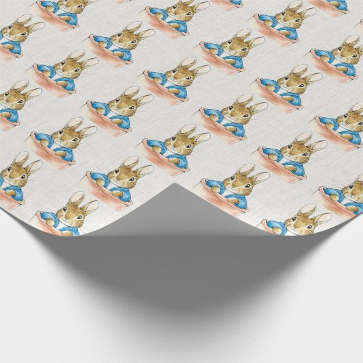 Papier Cadeau Peter le lapin assis dans le Plante en pot (Coin)