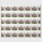 Papier Cadeau Peter le lapin rose dans son jardin (Plat)