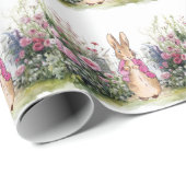 Papier Cadeau Peter le lapin rose dans son jardin (Coin rond)