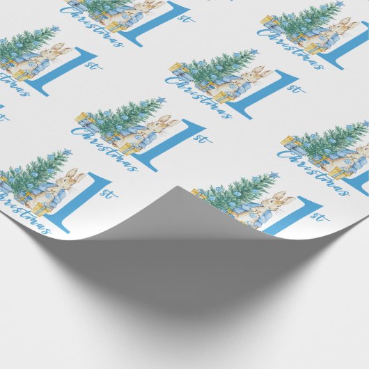 Papier Cadeau Peter Rabbit 1er Noël bleu (Coin)