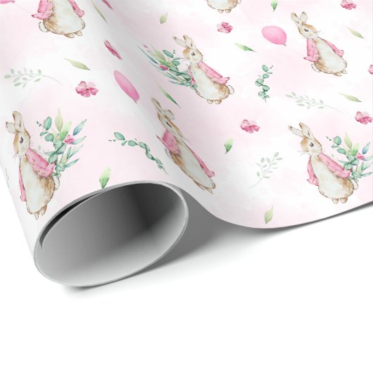 Papier Cadeau Peter Rabbit Bébé rose (Coin rond)