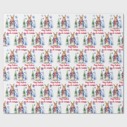 Papier Cadeau Peter Rabbit Noël personnalisé (Plat)