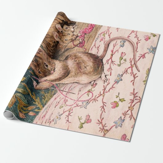 Papier Cadeau Peter Rabbit (souris filant aiguille) Tissu Papier (Déroulé)