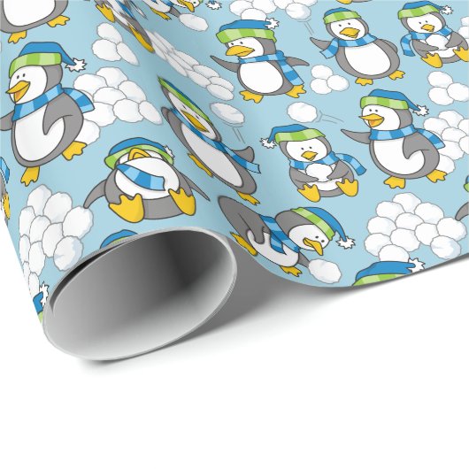 Papier Cadeau Petit arrière - plan de pingouins (Coin rond)