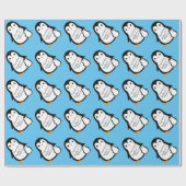 Papier Cadeau Petit Baby shower de pingouin bleu garçon (Plat)