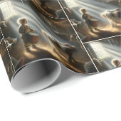 Papier Cadeau Petit Batteur Garçon avec bébé Jésus (Coin rond)