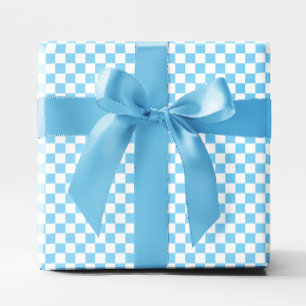 Papier Cadeau Petit bébé bleu et blanc à carreaux