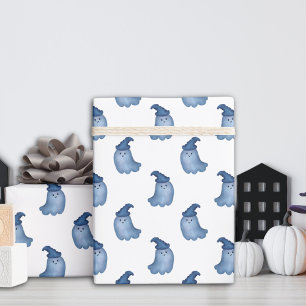Papier Cadeau Petit Boo Blue Ghosts Baby shower d'Halloween