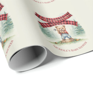 Papier Cadeau Petit Bûcheron En Route Garçon Baby Shower
