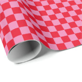 Papier Cadeau Petit carreau rouge et rose (Coin rond)