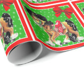 Papier Cadeau Petit Cheval de Noël occidental Pony avec selle (Coin rond)