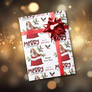 Papier Cadeau Petit chien Beagle dans le sac cadeau de Noël